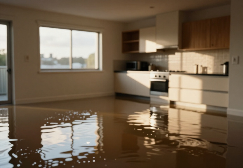 Flooded basement in North Rocks before drying